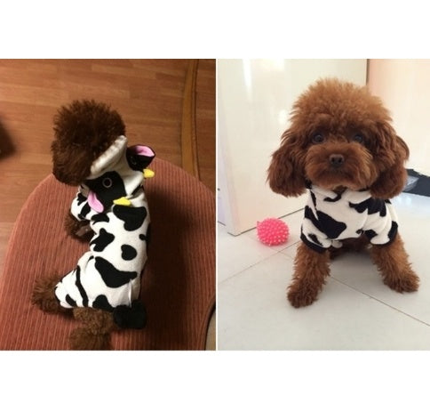 Pet Warm Cow Costume Sweatshirt Hooded Clothing