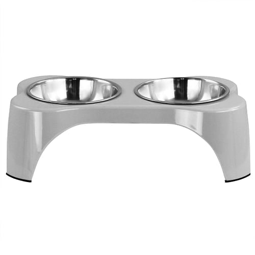 3 Piece Elevated Pet Bowl Dinner Set in Grey