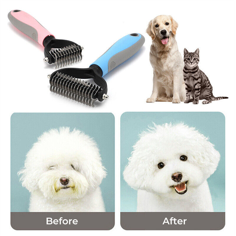 Pet Dog Cat Deshedding Tool Rake Comb Fur Remover