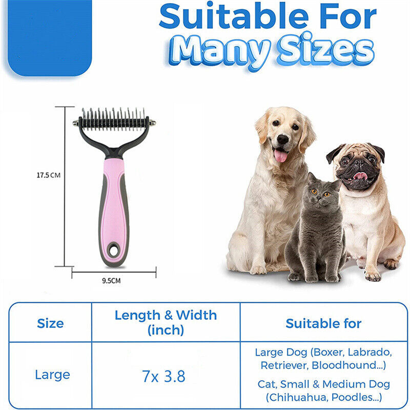 Pet Dog Cat Deshedding Tool Rake Comb Fur Remover