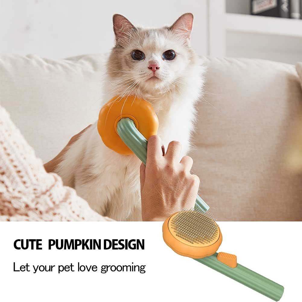 Pet Pumpkin Grooming Self Cleaning Slicker Brush For Dogs