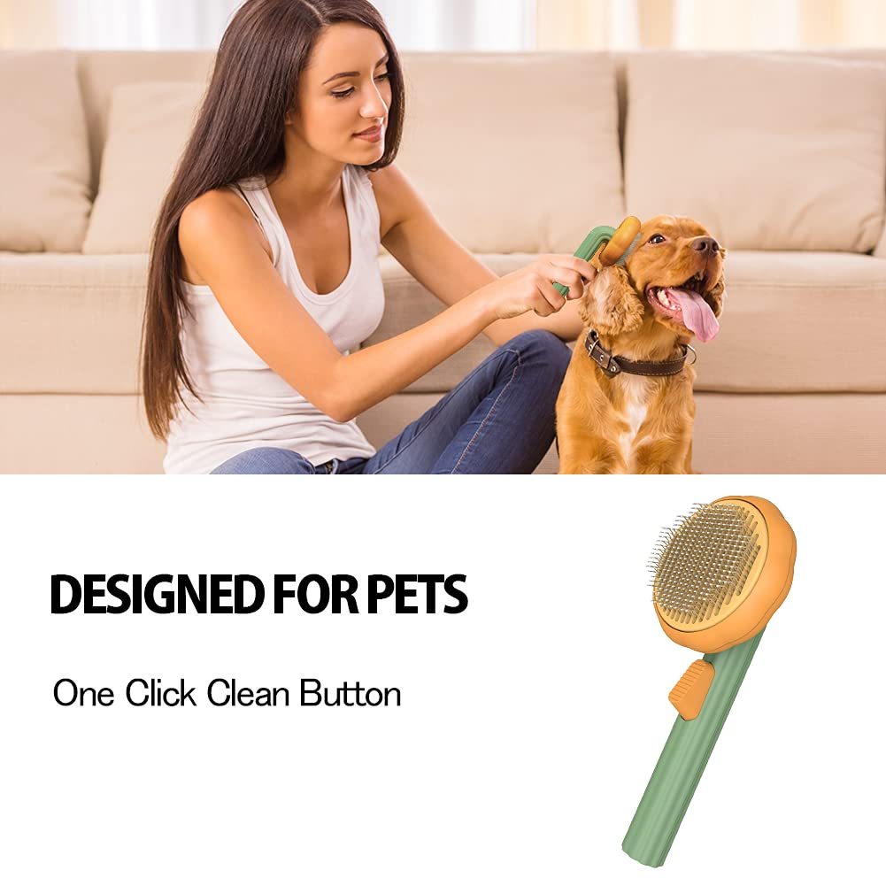 Pet Pumpkin Grooming Self Cleaning Slicker Brush For Dogs