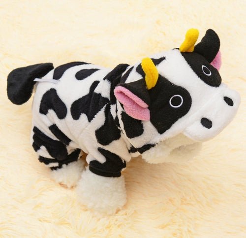 Pet Warm Cow Costume Sweatshirt Hooded Clothing