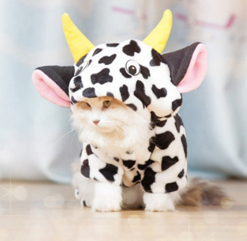 Pet Warm Cow Costume Sweatshirt Hooded Clothing