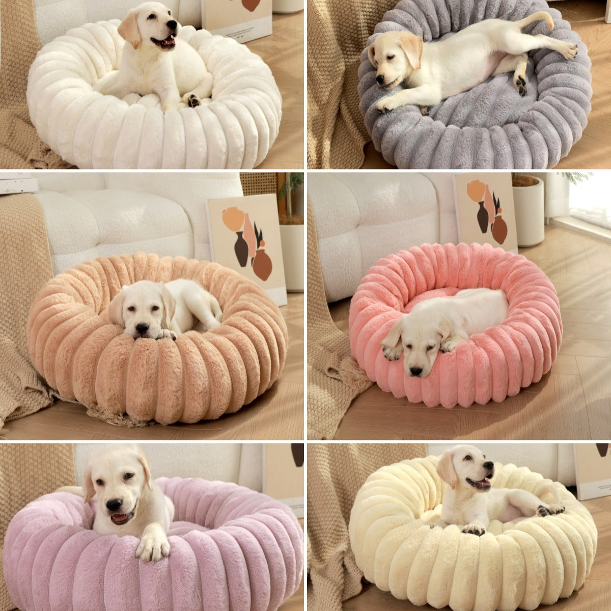 Pet Kennels Long Plush Round Cat Nest Beds