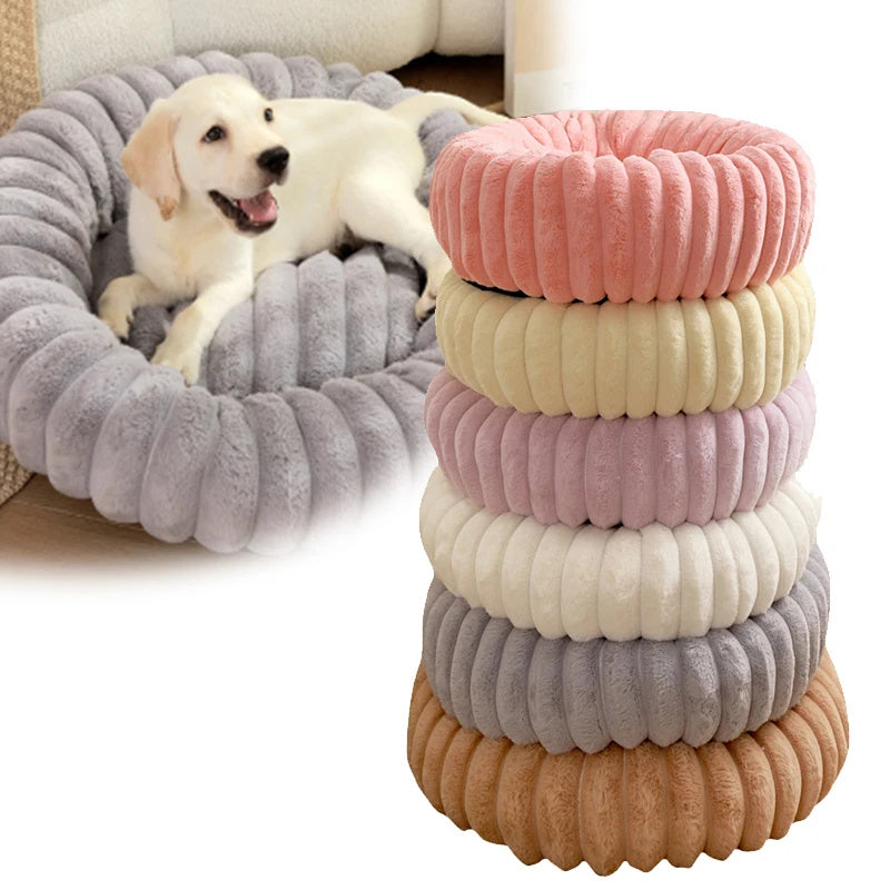 Pet Kennels Long Plush Round Cat Nest Beds