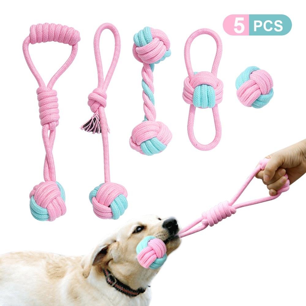 5pcs Cotton Dog Rope Toy