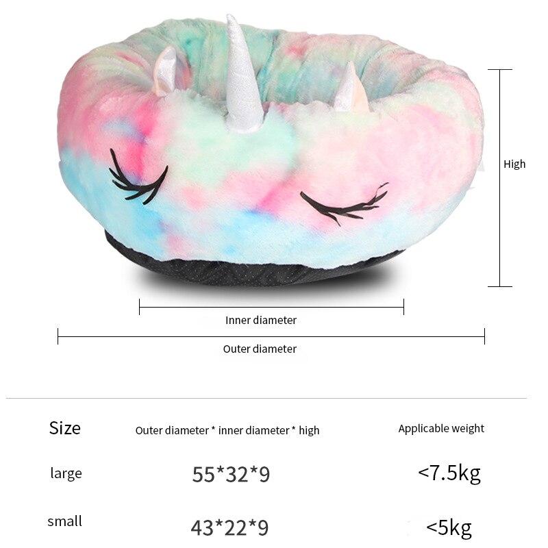 Pet Dog Bed Unicorn Round