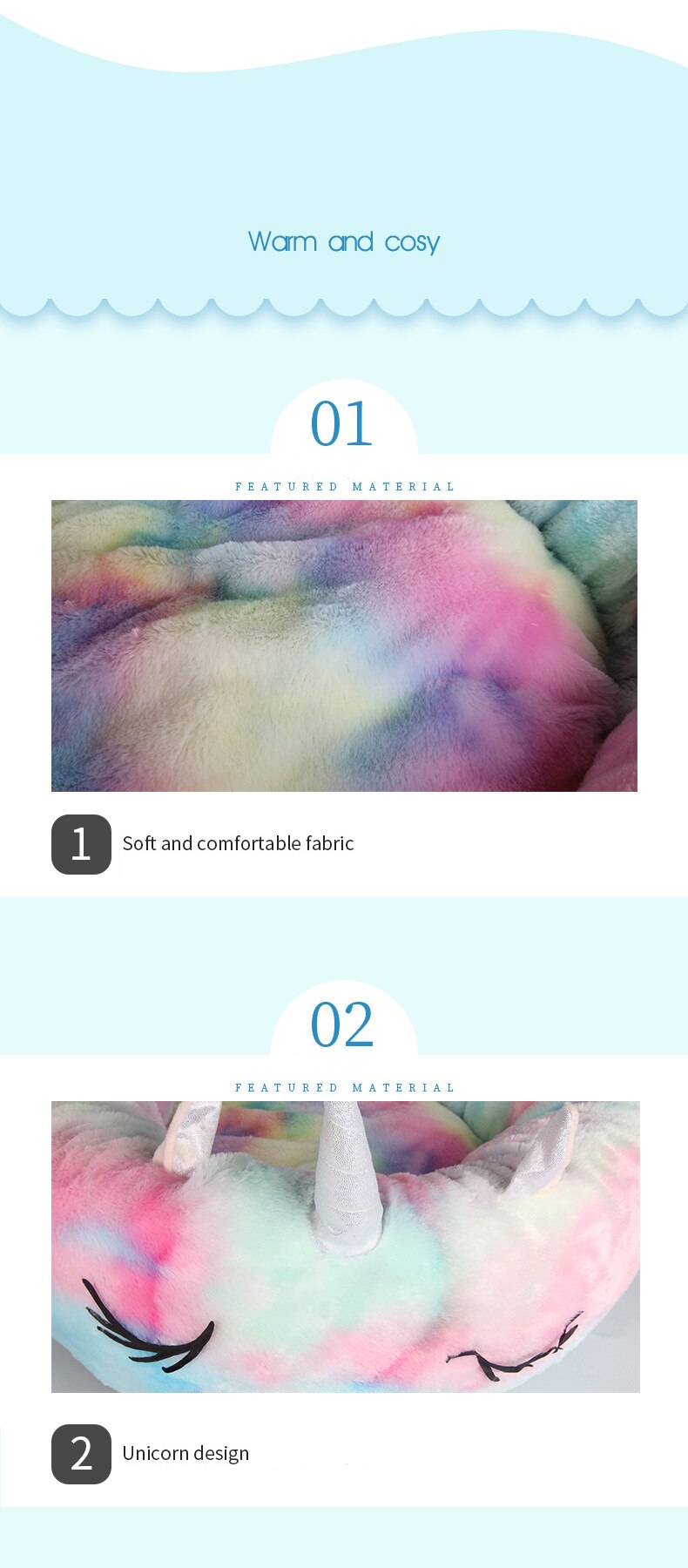 Pet Dog Bed Unicorn Round