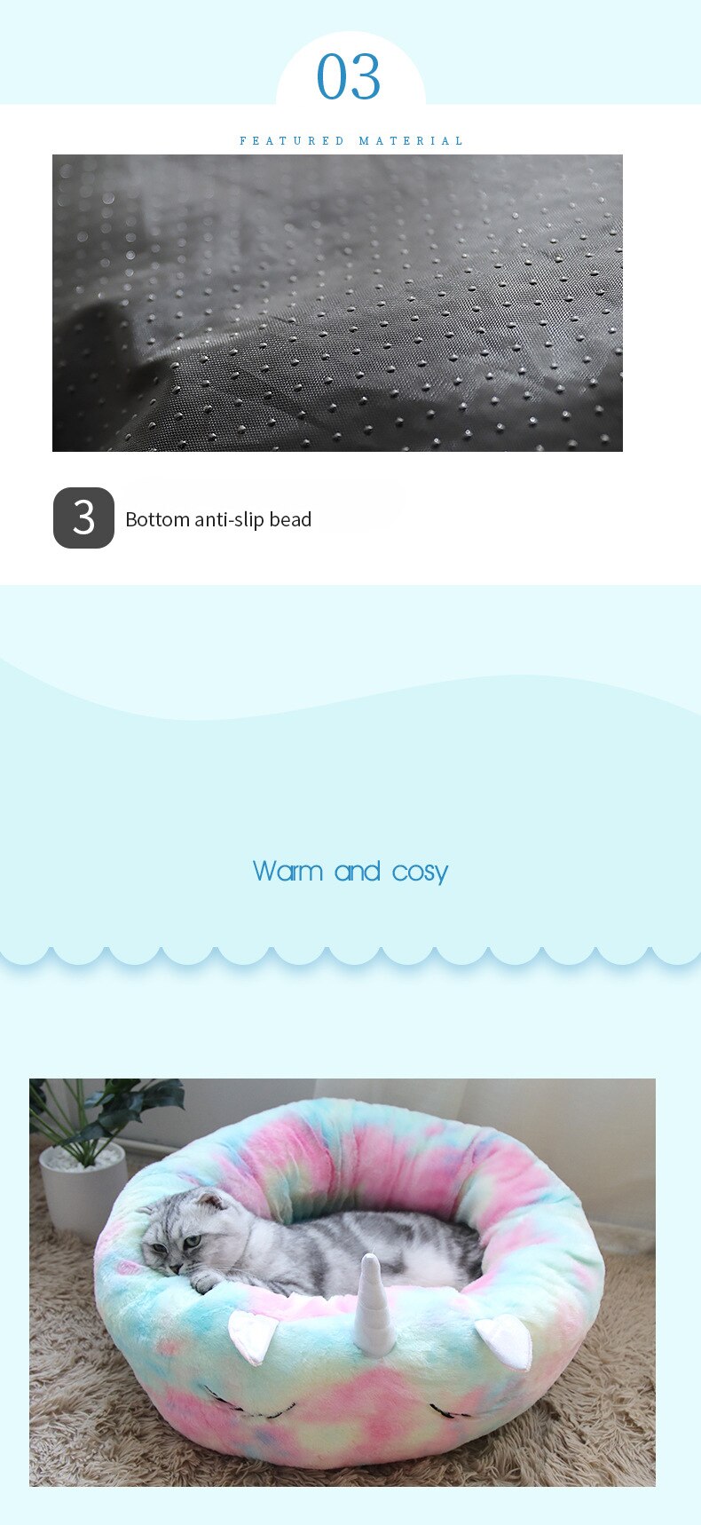 Pet Dog Bed Unicorn Round