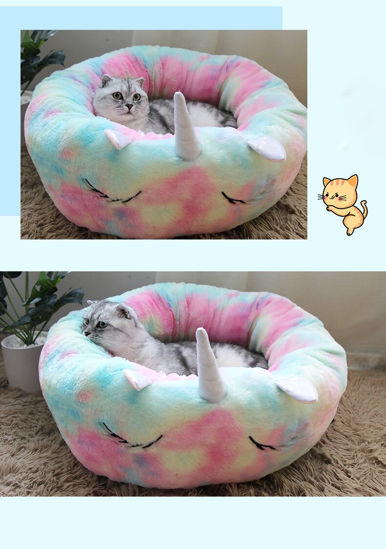 Pet Dog Bed Unicorn Round