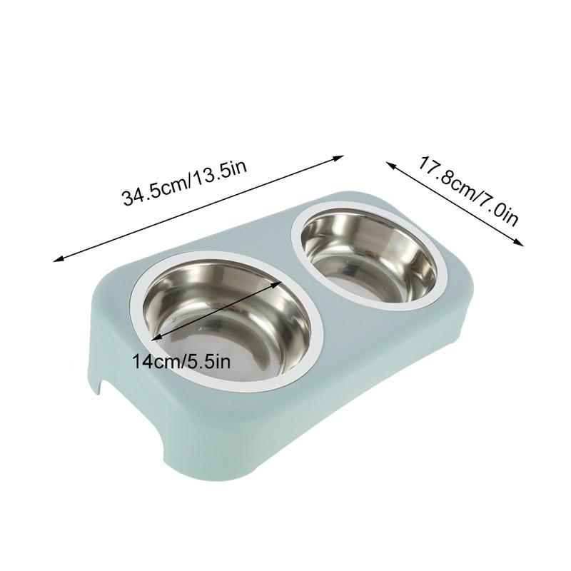 Cat Stainless Steel Bowls Pet Feeding Double Bowl