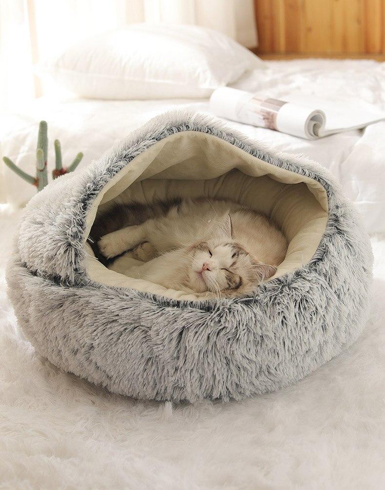 Hot Plush Round Cat Bed
