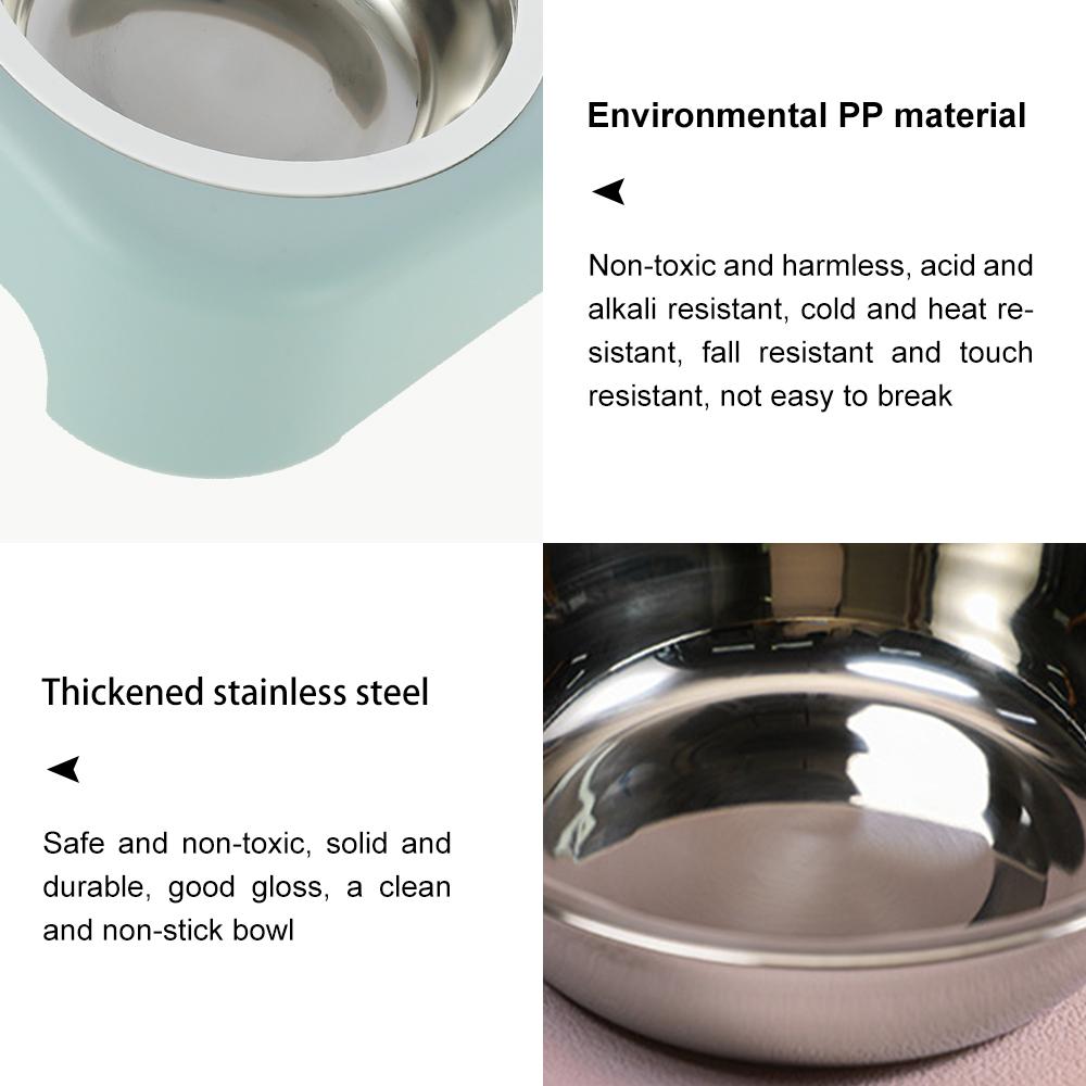 Cat Stainless Steel Bowls Pet Feeding Double Bowl