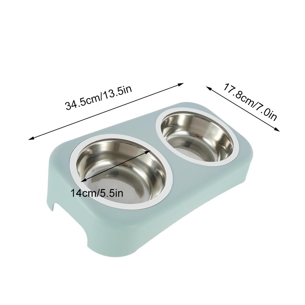 Cat Stainless Steel Bowls Pet Feeding Double Bowl